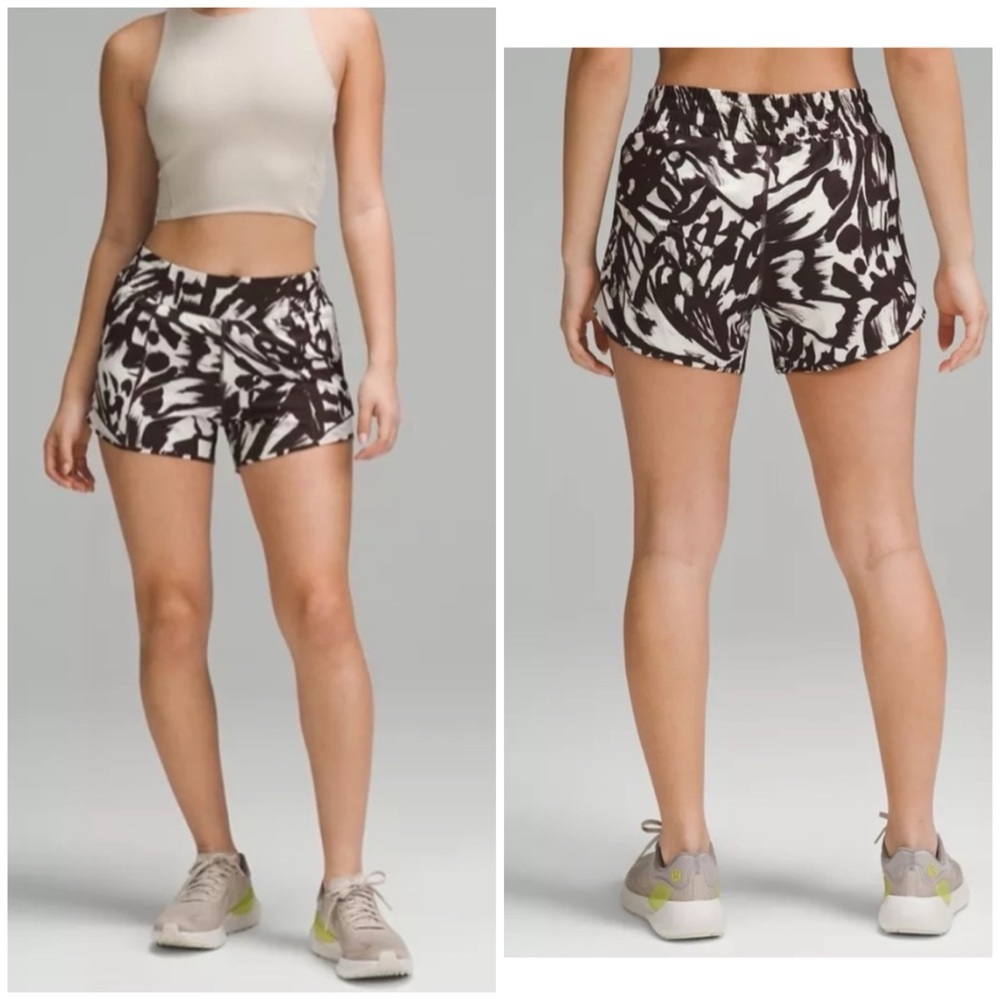 Lululemon Women's Brown/Cream Printed Athletic Shorts Size 8